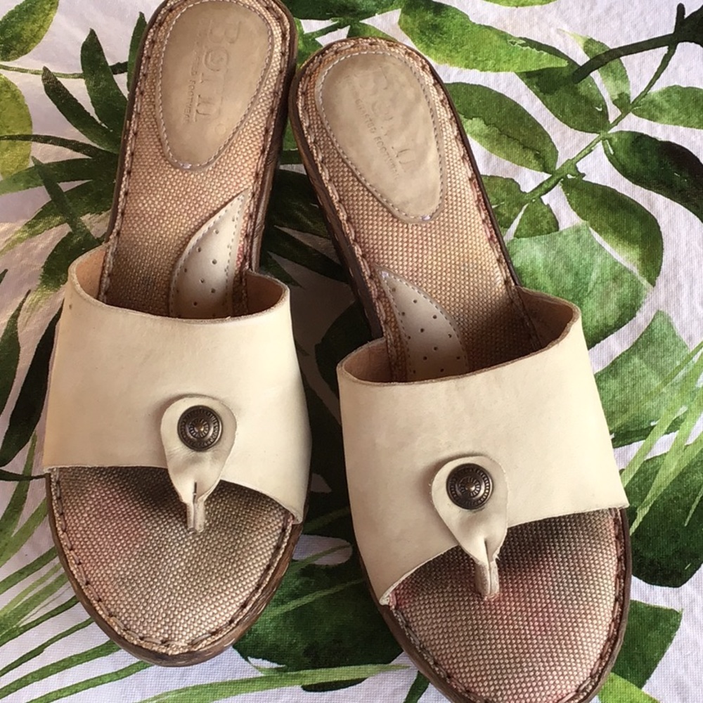 Beige Born Wedges